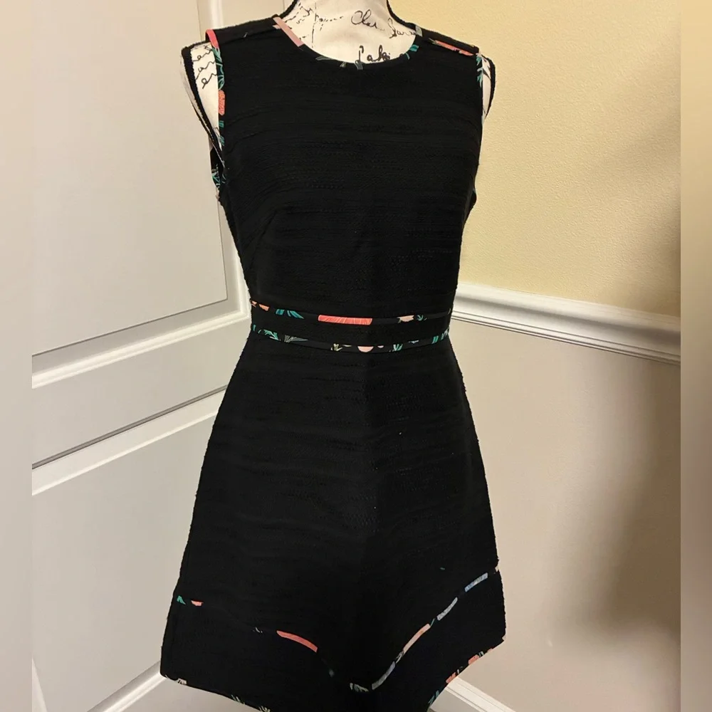 NWT Kate spade fitted blossom tweed black dress black size 8