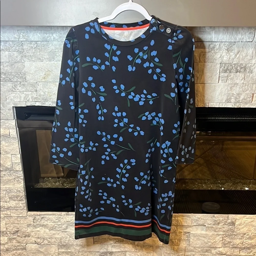 Kate Spade Black and Blue Sea Breeze long sleeve Dress size Small