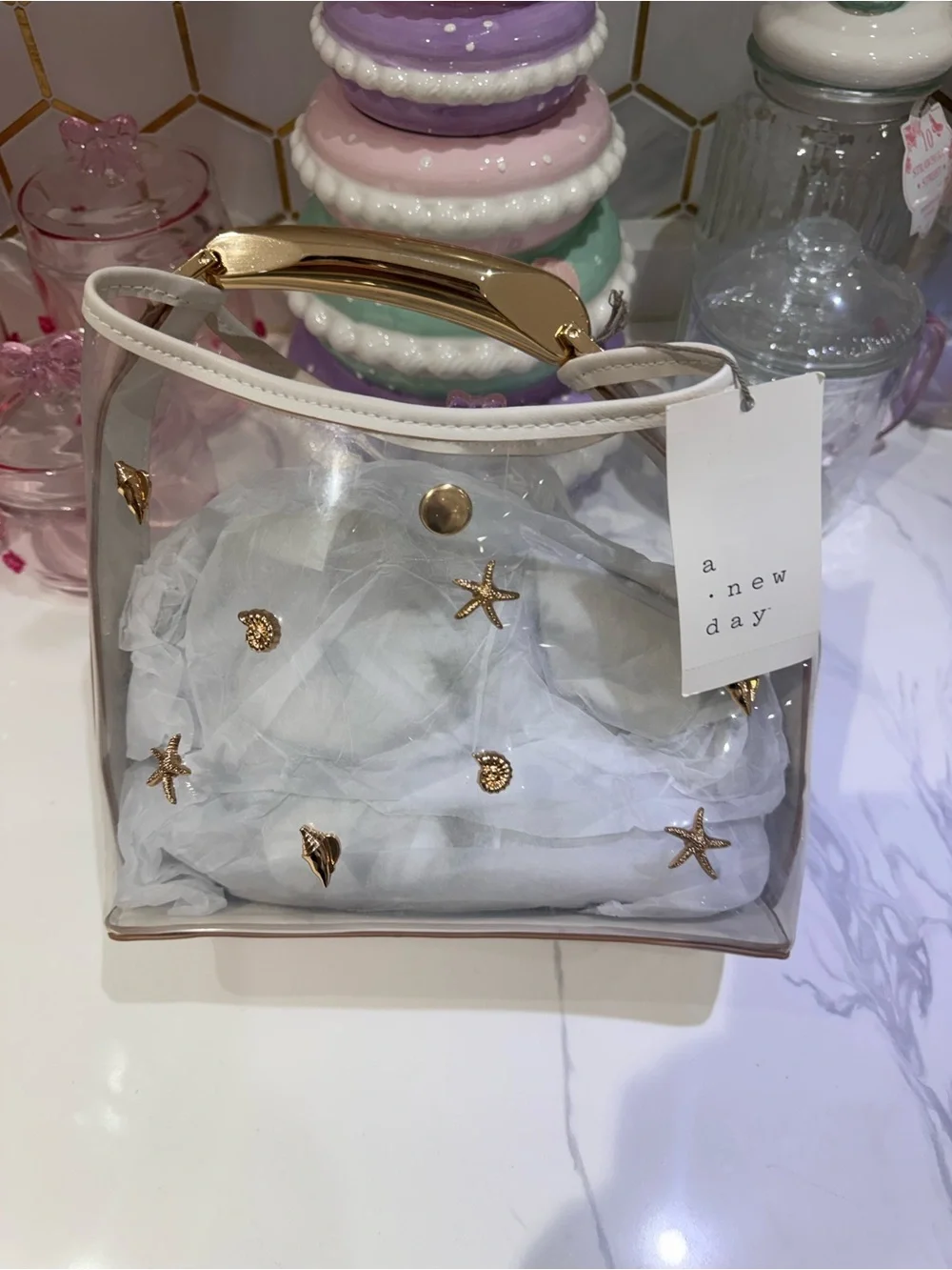 a new day transparent tote