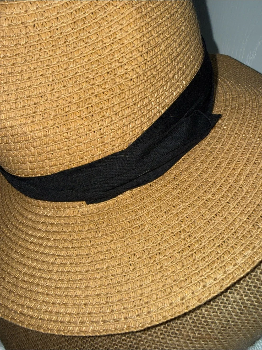 SHEIN Tan Straw Sun Hat with Black Band