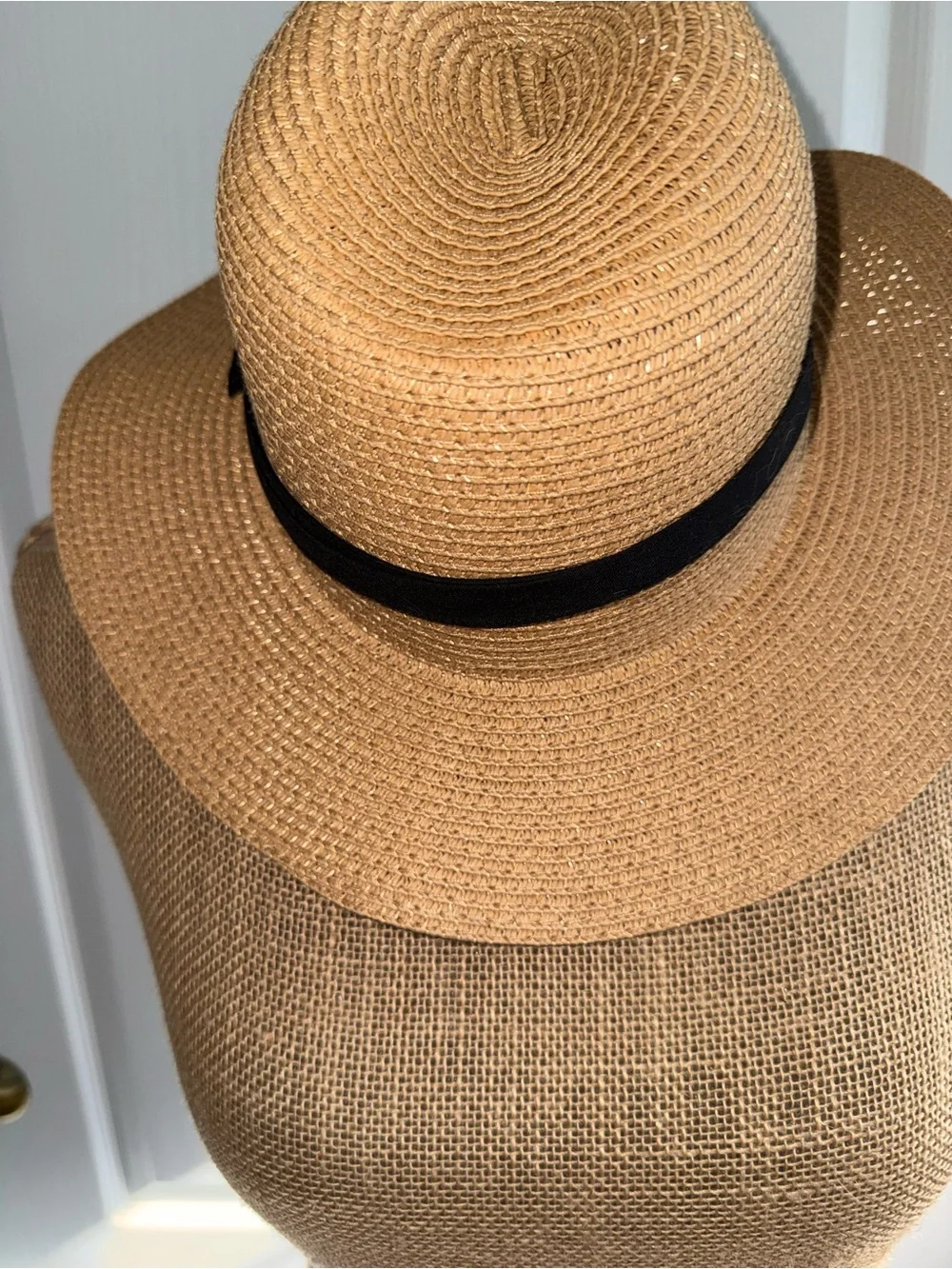 SHEIN Tan Straw Sun Hat with Black Band