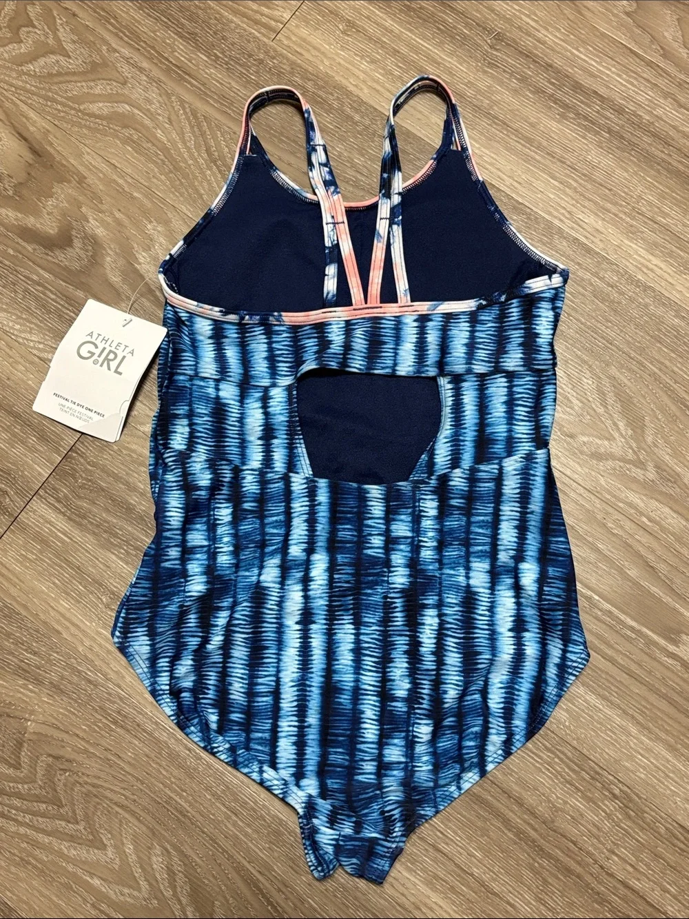 Athleta Girl Blue Patterned Racerback One-Piece Swimsuit
