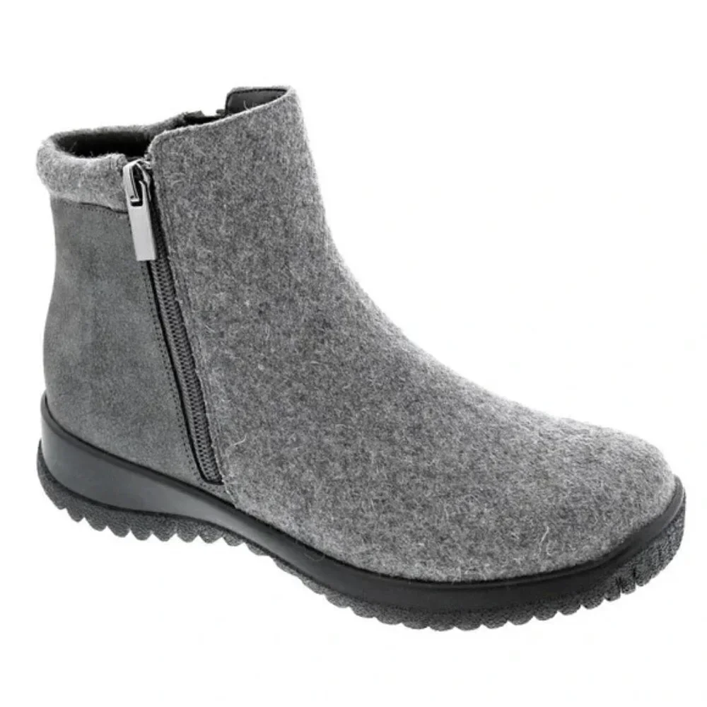 Drew Womens Kool Grey Suede/Flannel Orthopedic Snow Ankle Boots Size 9.5M 19178.