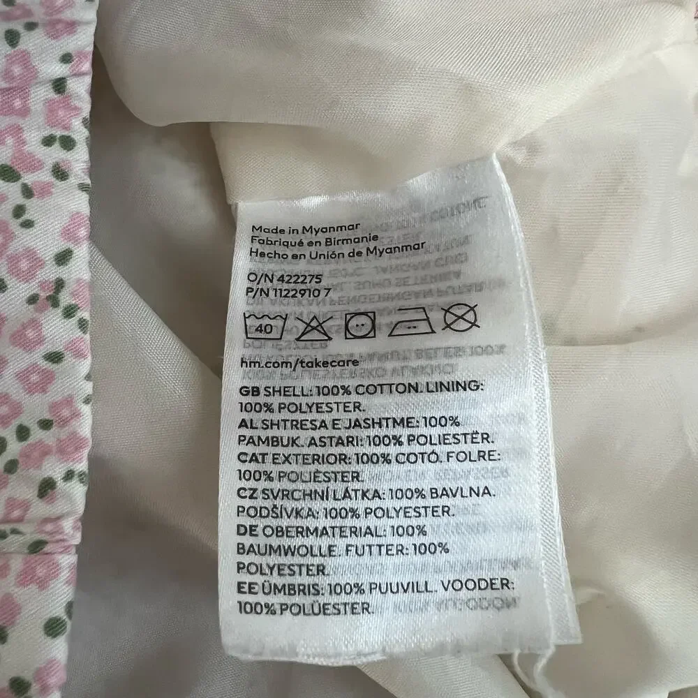 H&M ivory white pink ditsy floral print jacket full zip