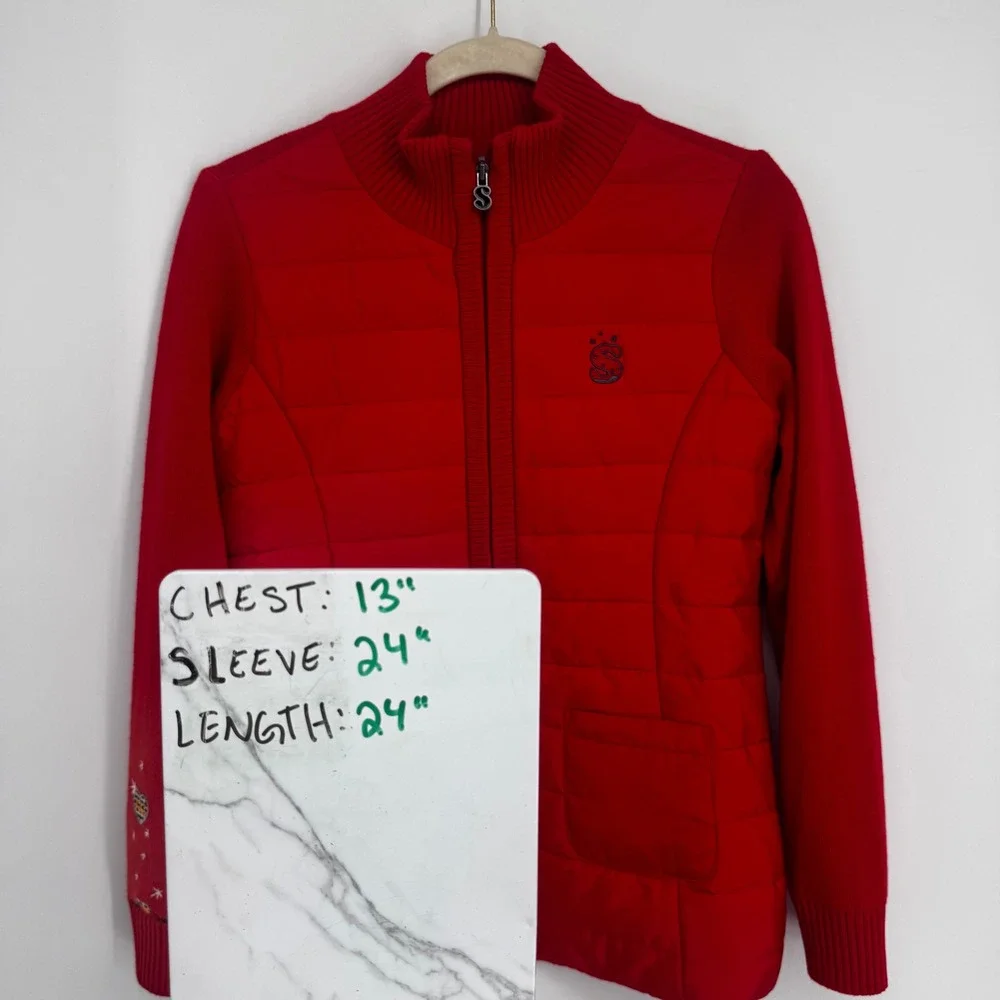 Sesame Street Elmo Puffer Sweater Jacket Kids 90 Red Hybrid Zip Up Kidcore