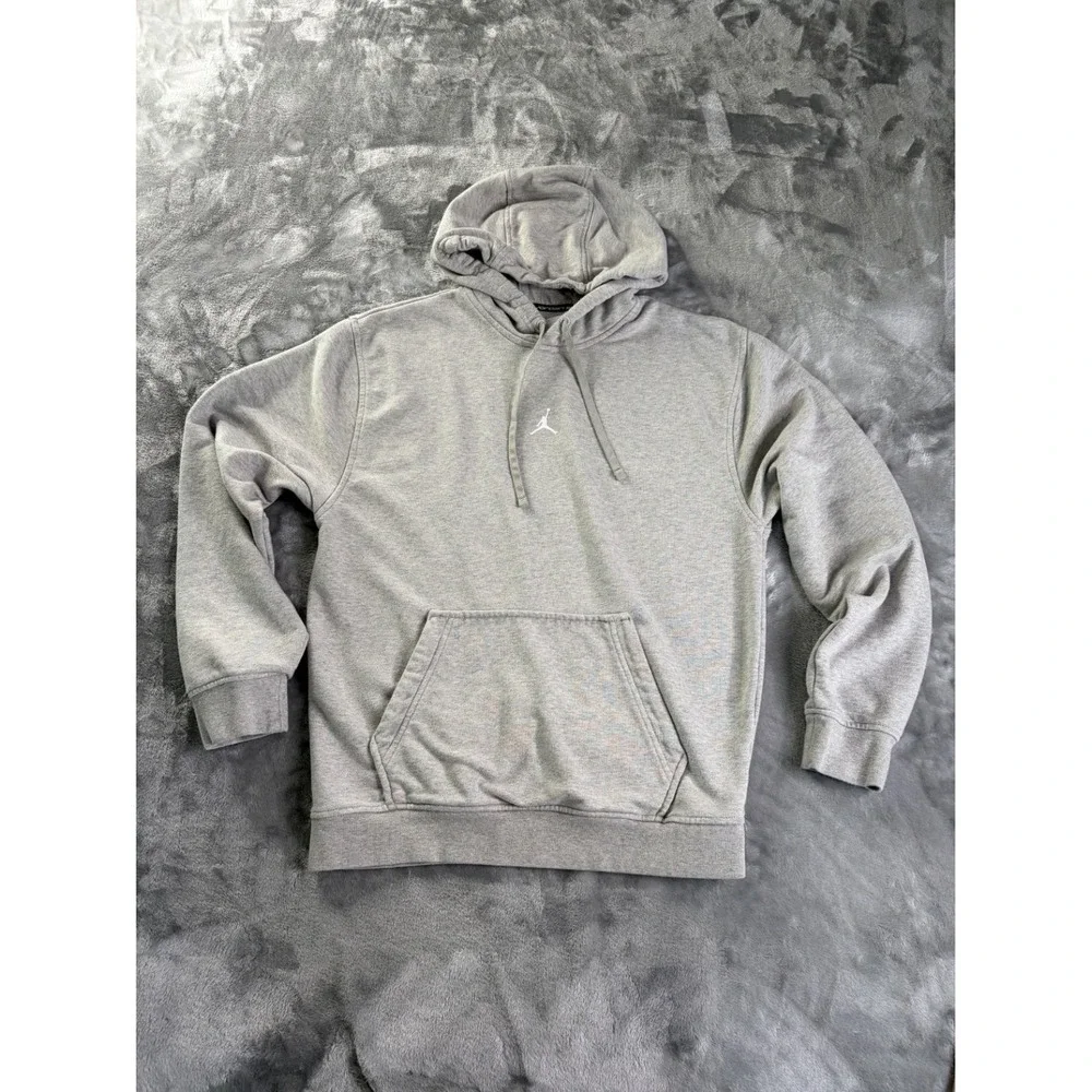 Jordan Sport Dri-FIT Pullover Hoodie Mens Size S Heather Gray Jumpman Logo