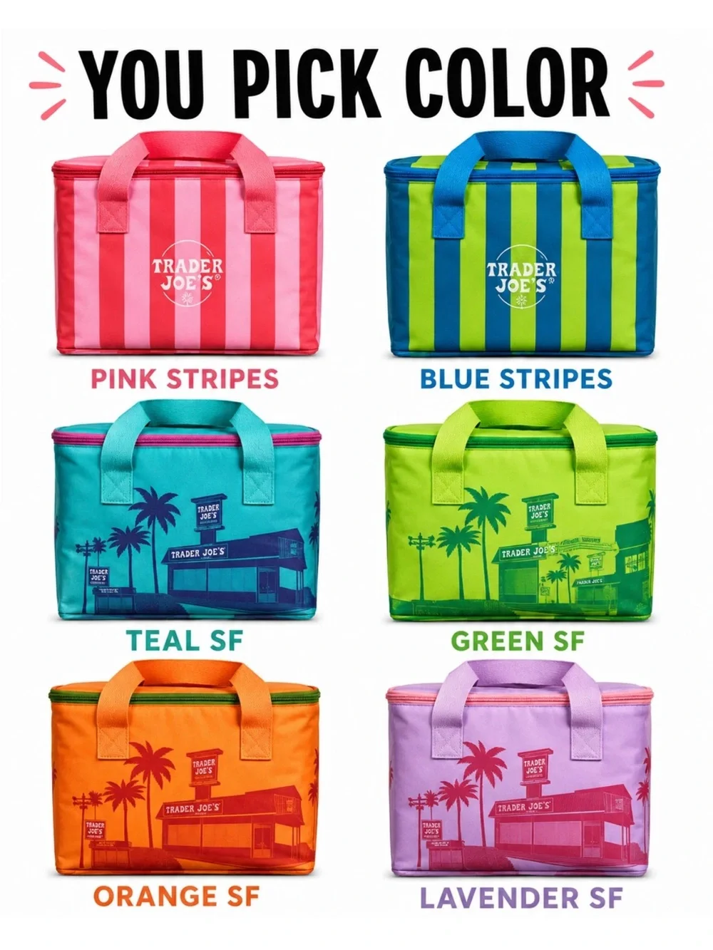 Trader Joe's Blue Green Stripes Mini Insulated Lunch Bag