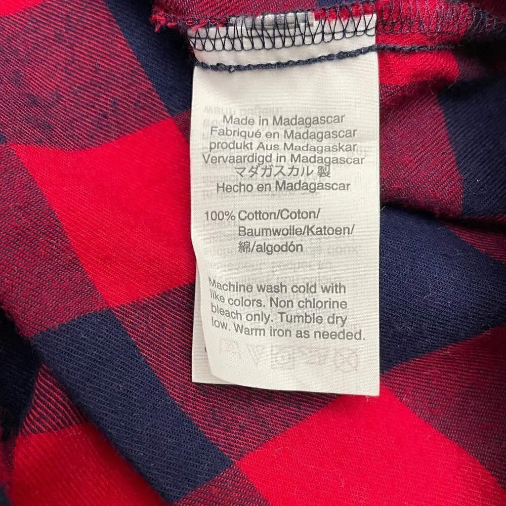 J. Crew Mercantile Women's Top Red & Navy Blue Plaid Flannel Bell Sleeves size 2