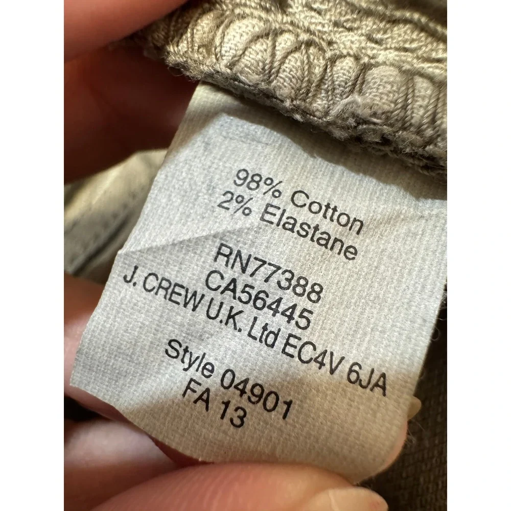 J. Crew Jeans size 26 Toothpick Ankle Pants Olive Green Skinny Zip Pocket‎ 04901