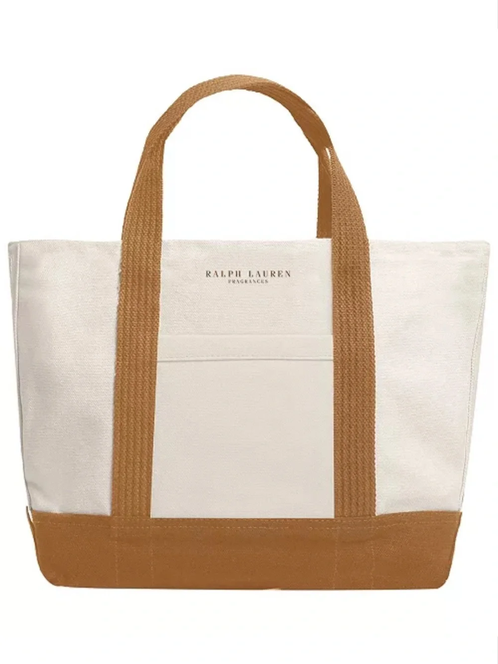 Authentic Ralph Lauren Cream Canvas Tote with Tan Accents