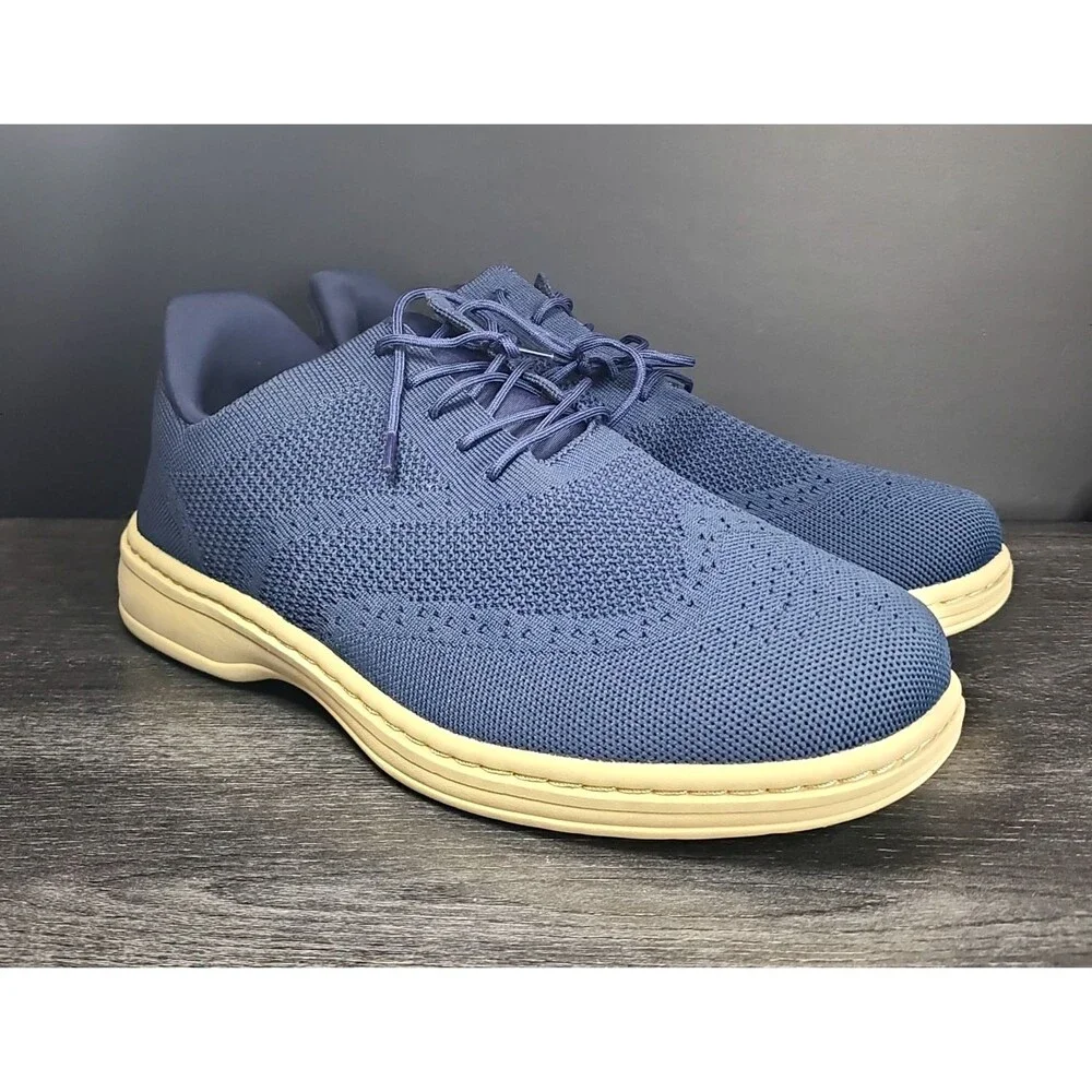 ORTHOFEET Orthopedic Rex Hands Free Wingtip Shoe 469 Men Size 11 2E Navy Blue