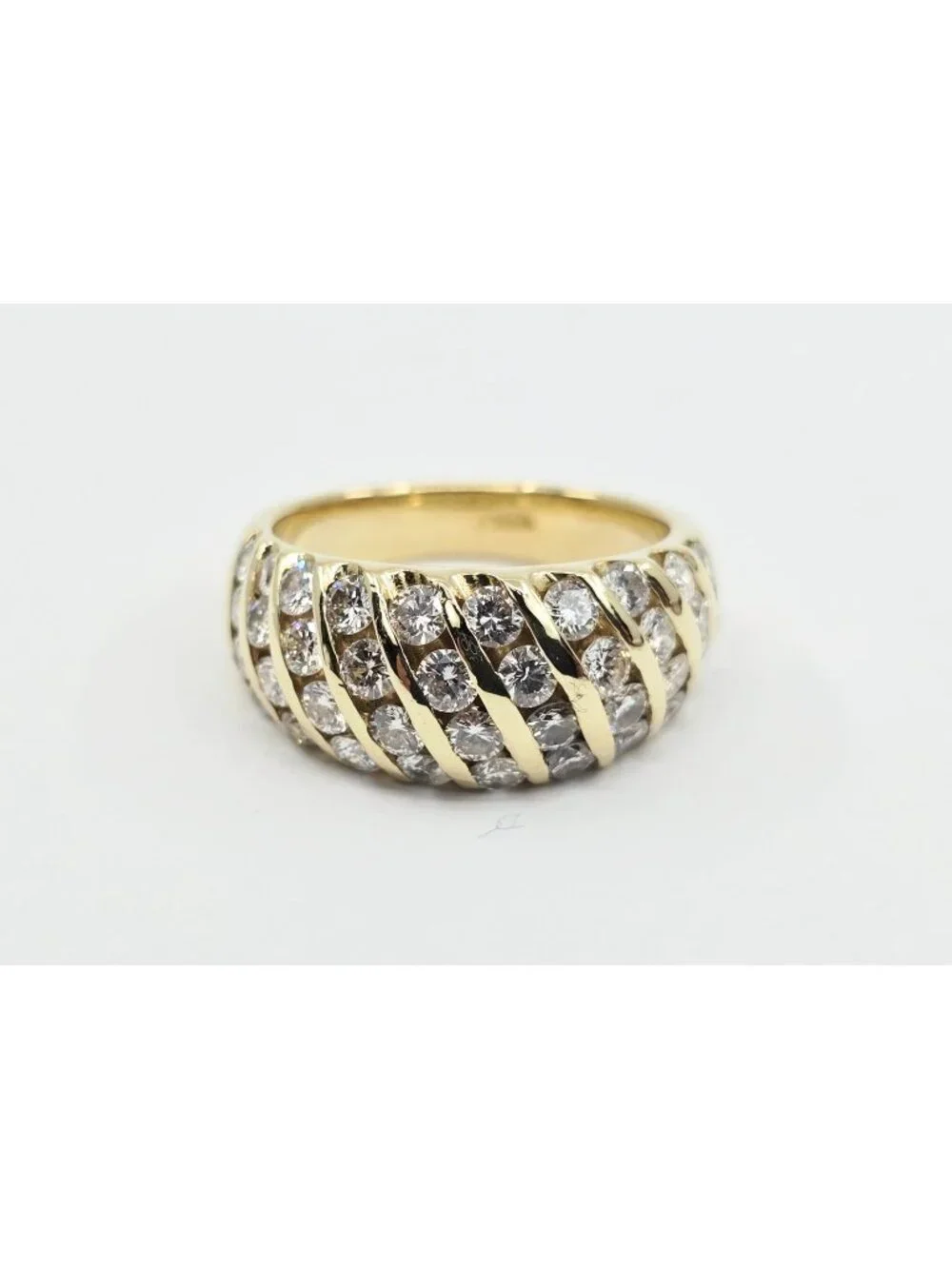 Unique 14K Karat Solid Yellow Gold Designer Round Diamond Cocktail Ring - Size 6