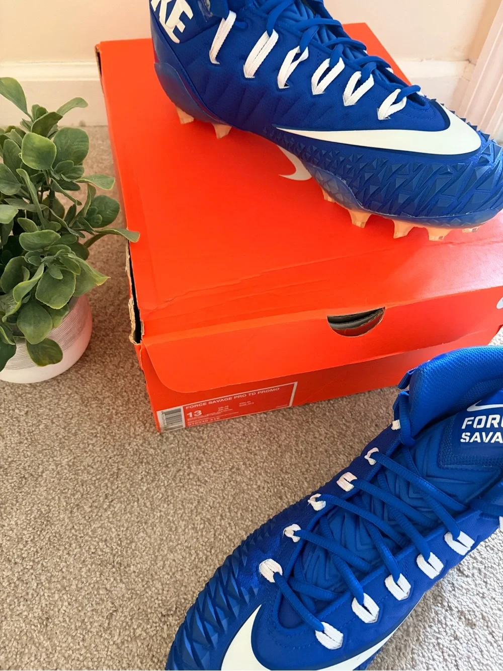 Nike Cleats Force Savage Pro size 13 men’s blue and white