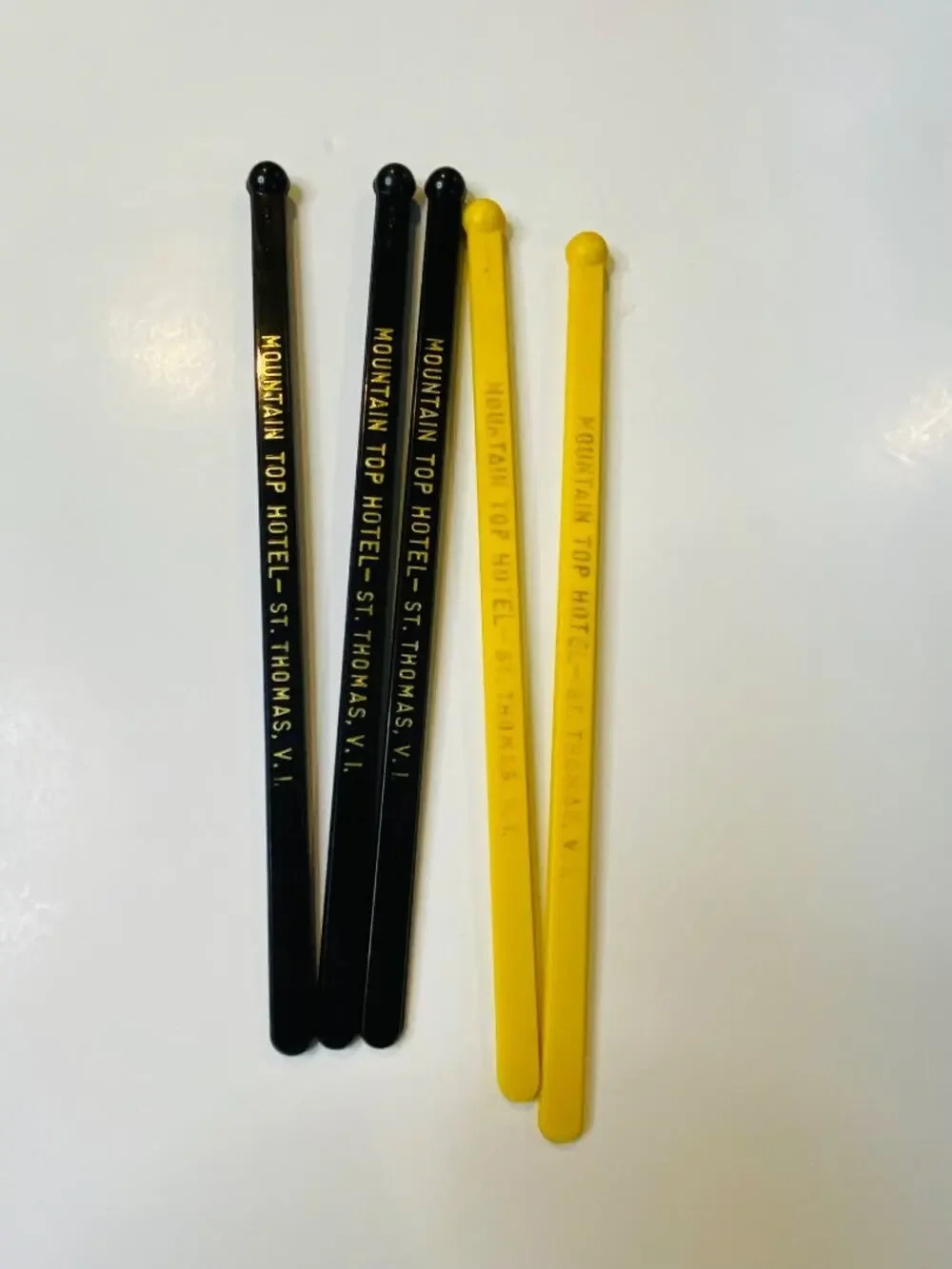 Lot of 5 Vintage Mountain Top Hotel St Thomas VI Swizzle Cocktail Sticks 6