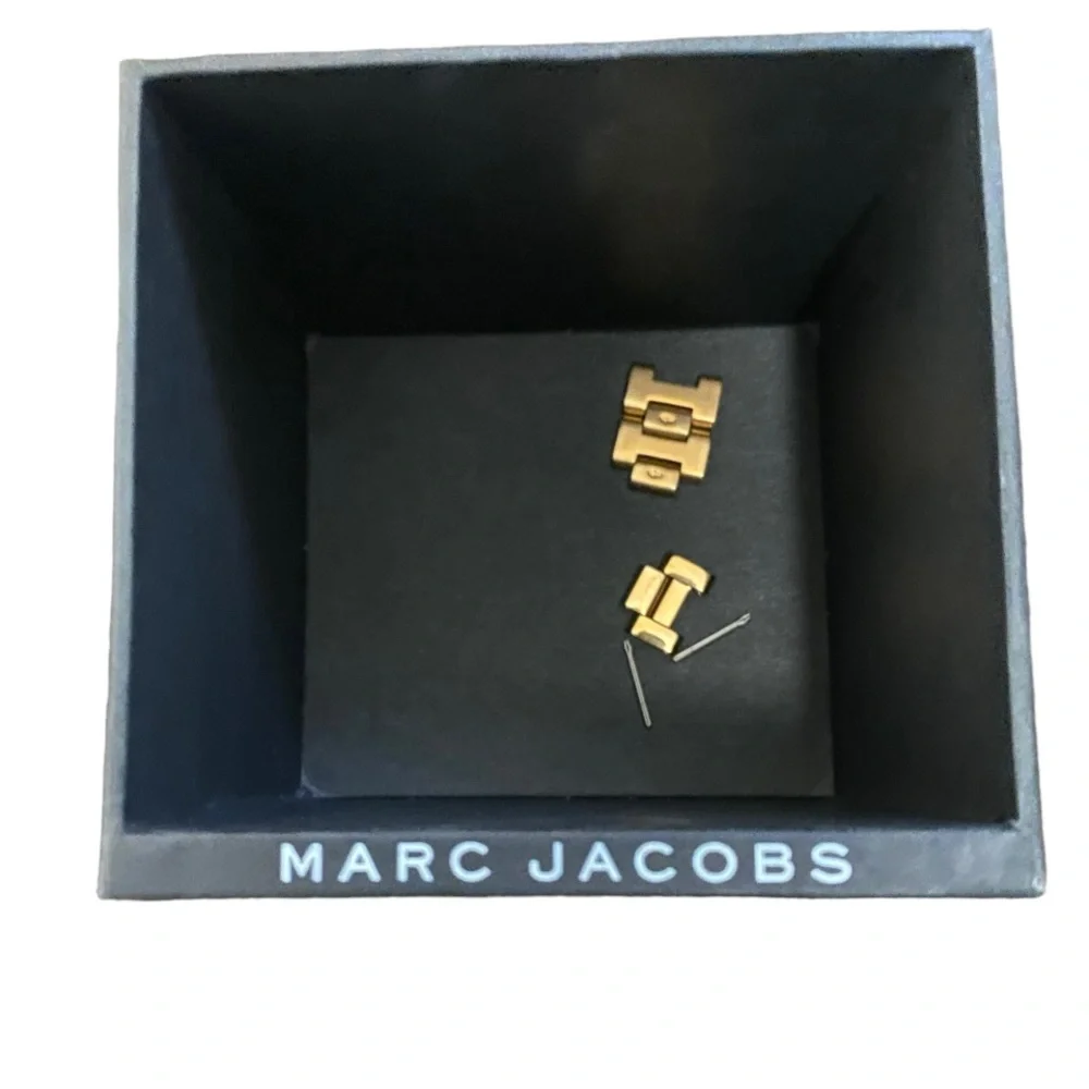 Marc by Marc Jacobs Womens Classic Rainbow Crystal Black Dial Gold Tone Watch