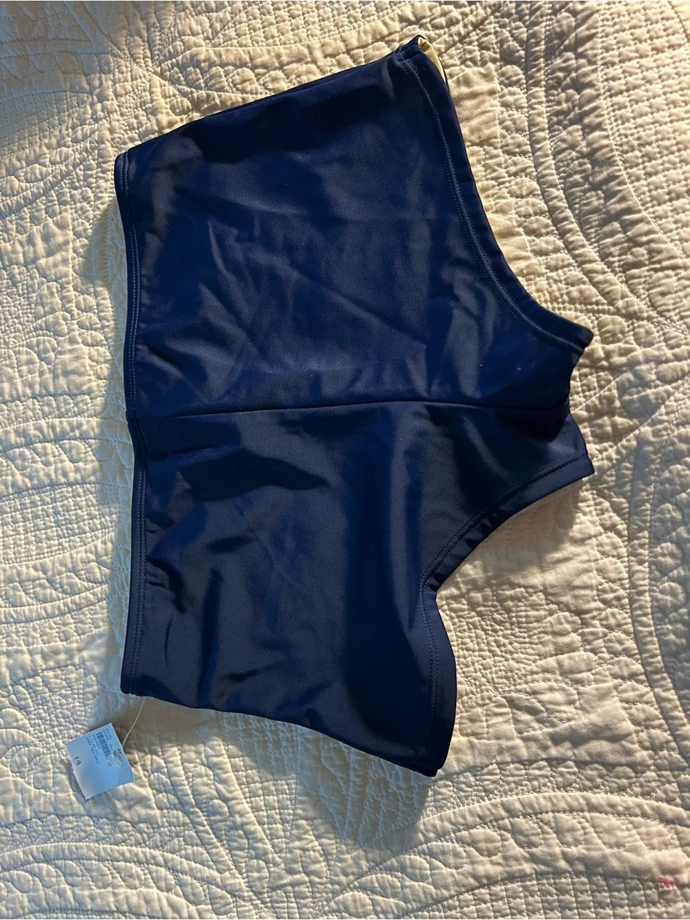 Lands' End Navy Trim Cream Swim Bottoms