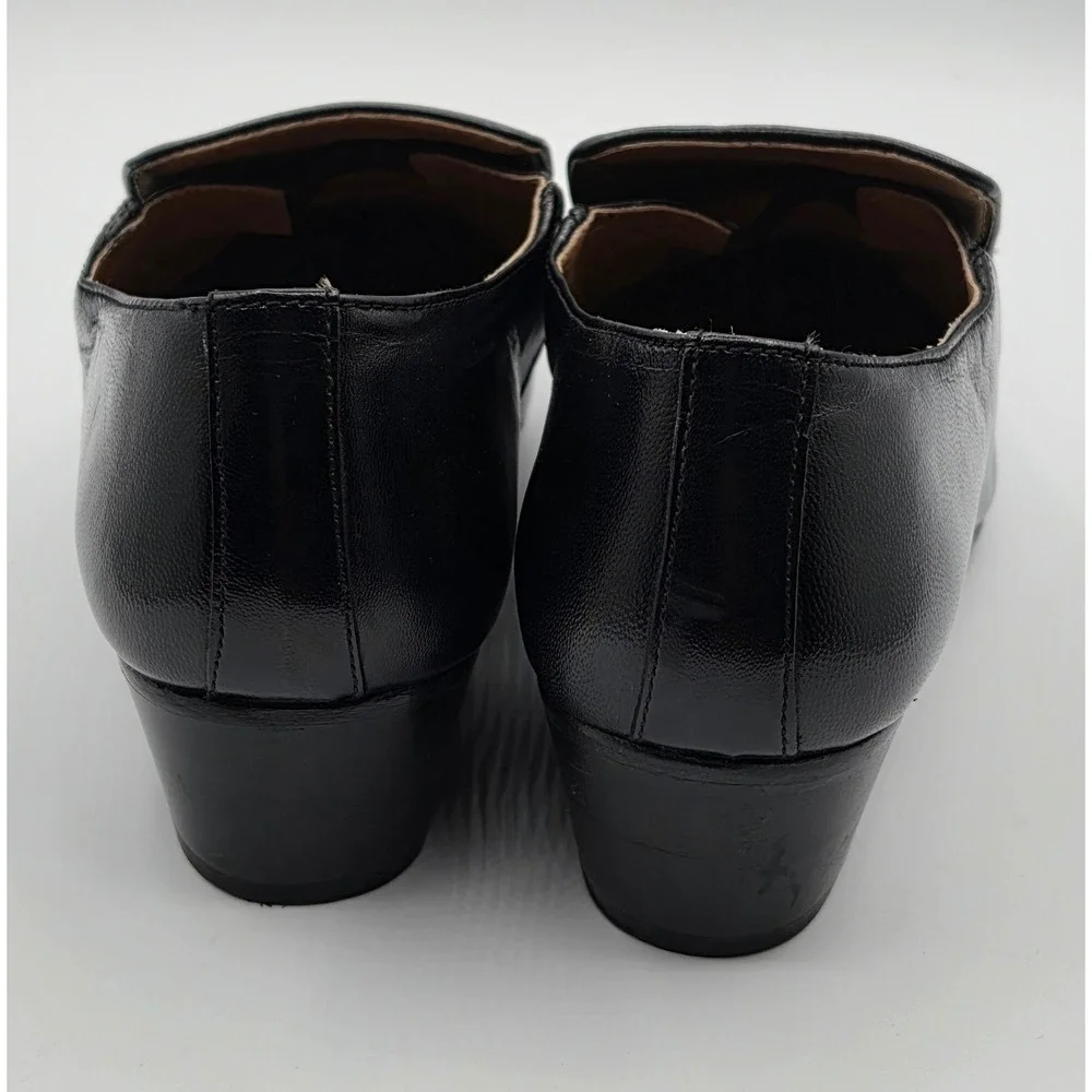 Lucini Loafers Mens Size‎ 8 Black Excellent Leather Slip On Dress Shoes
