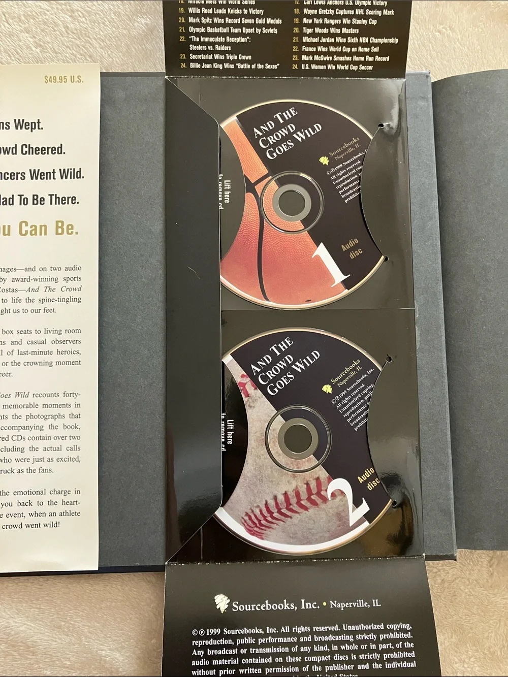 And the Crowd Goes Wild Hardcover Book Sports Stories Plus 2 CDs