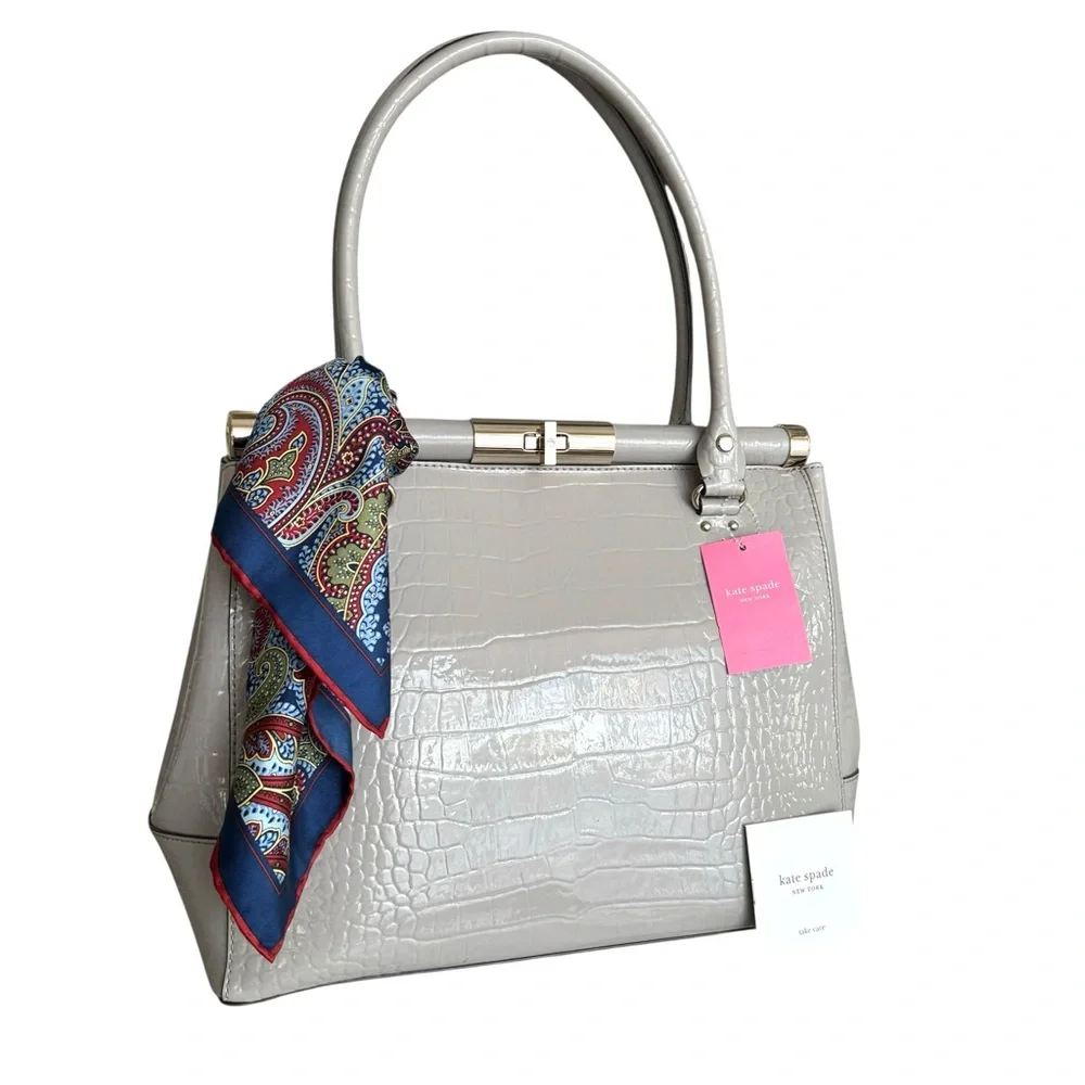 🆕 Kate Spade Patent Constance Large Shoulder Bag Gray