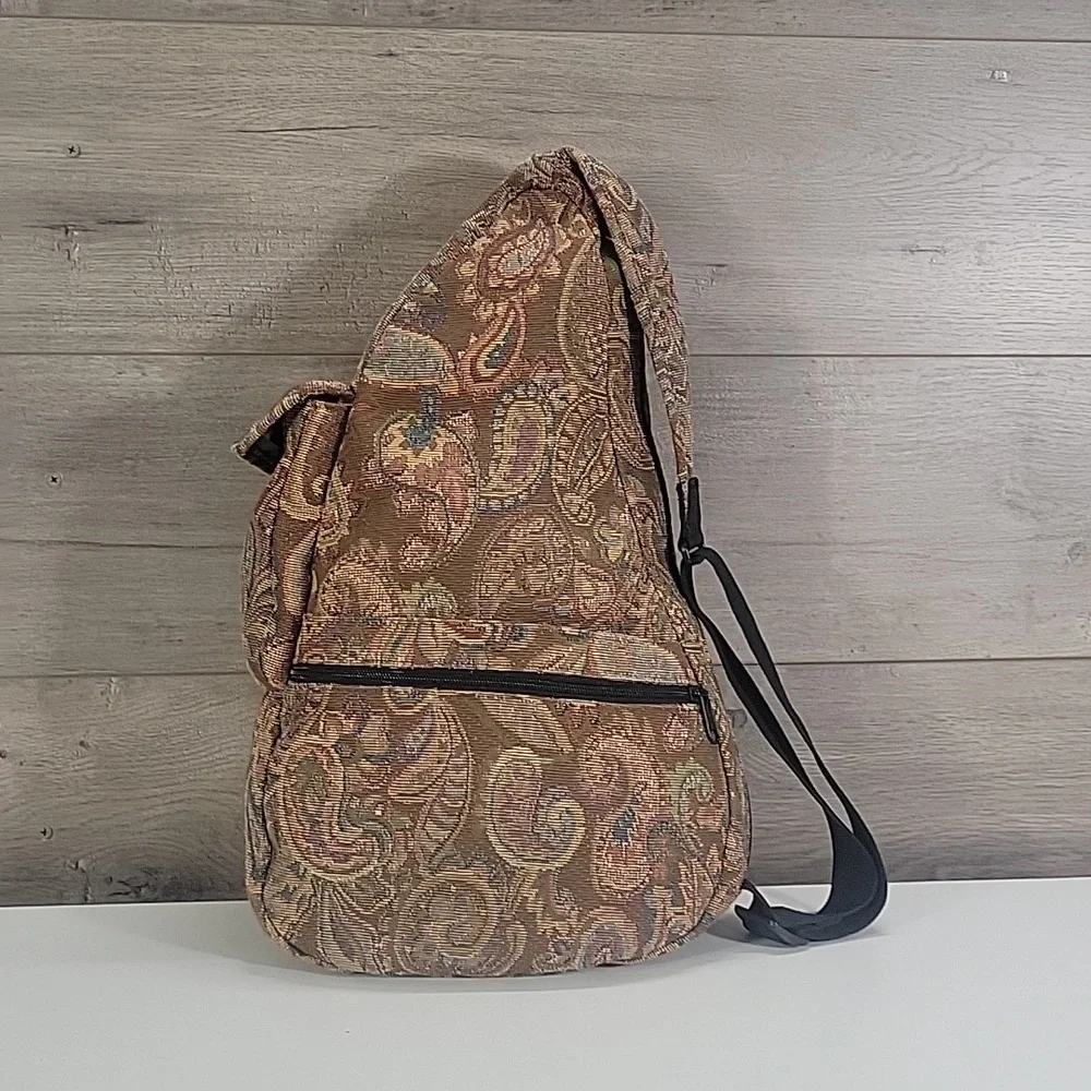 Vintage L.L. Bean Paisley Print Tapestry Sling Backpack Bag