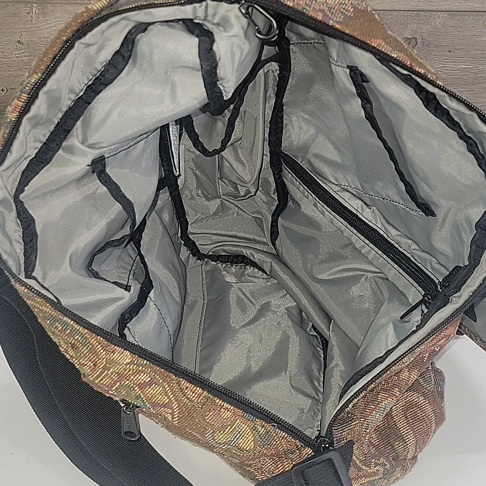 Vintage L.L. Bean Paisley Print Tapestry Sling Backpack Bag