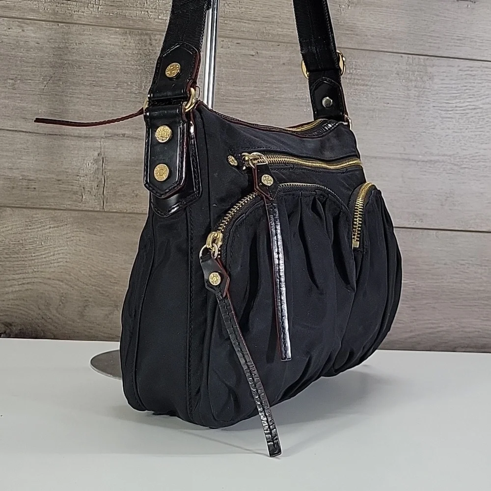 MZ Wallace Paige Black Nylon Crossbody Shoulder Bag