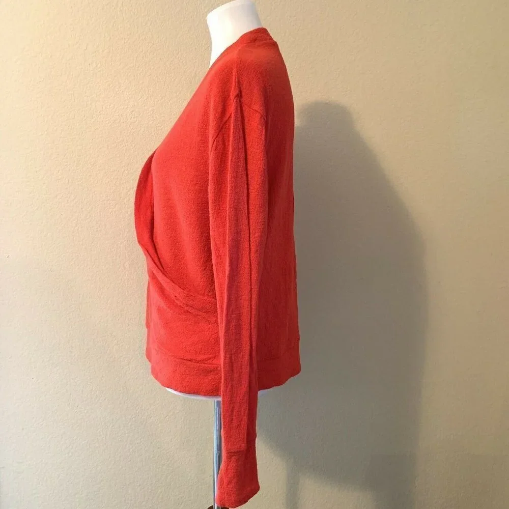 J. Crew Red Surplice V Neck Long Sleeve Blouse