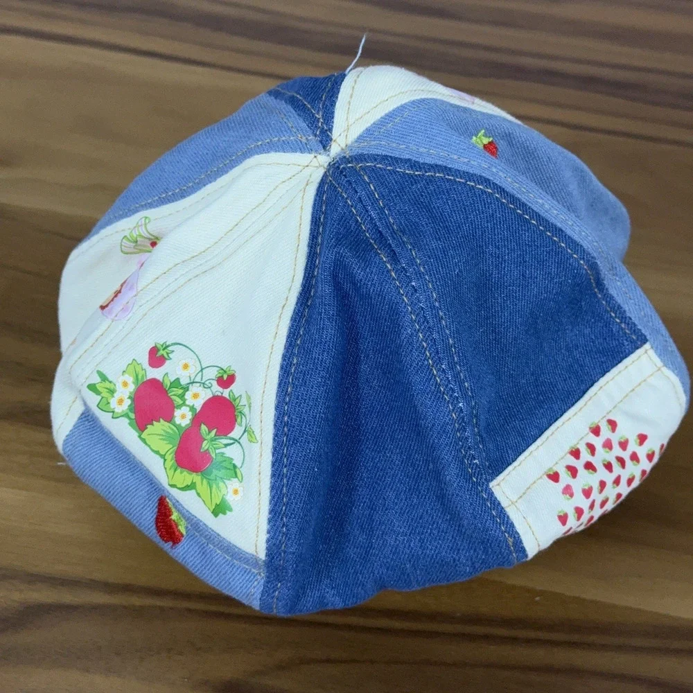 Vintage Y2K Strawberry Shortcake Adult Denim Hat Cap Denim Patchwork Nostalgia