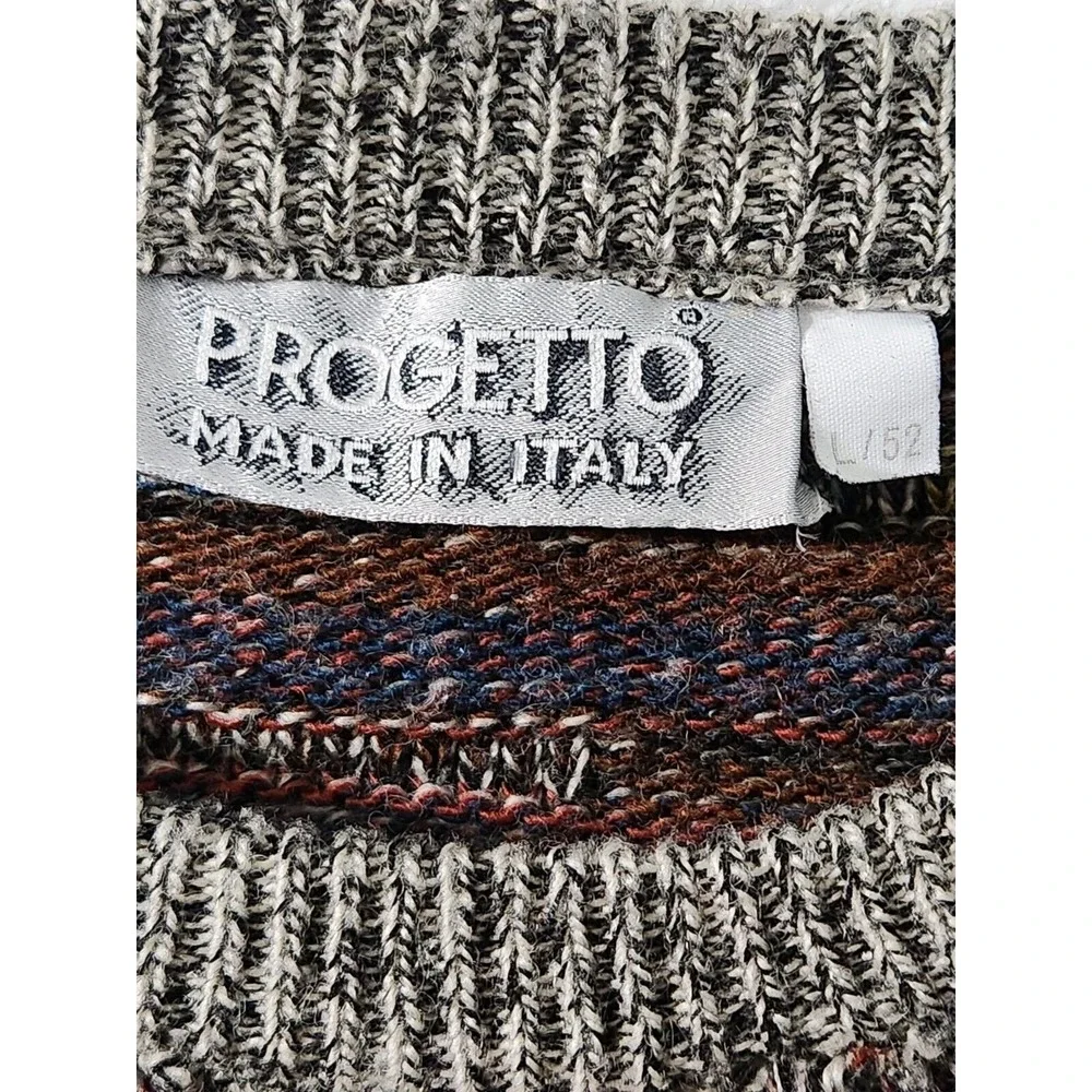 Progetto Mens Long Sleeve Sweater Pullover Made In Italy Size L Acrylic Wool