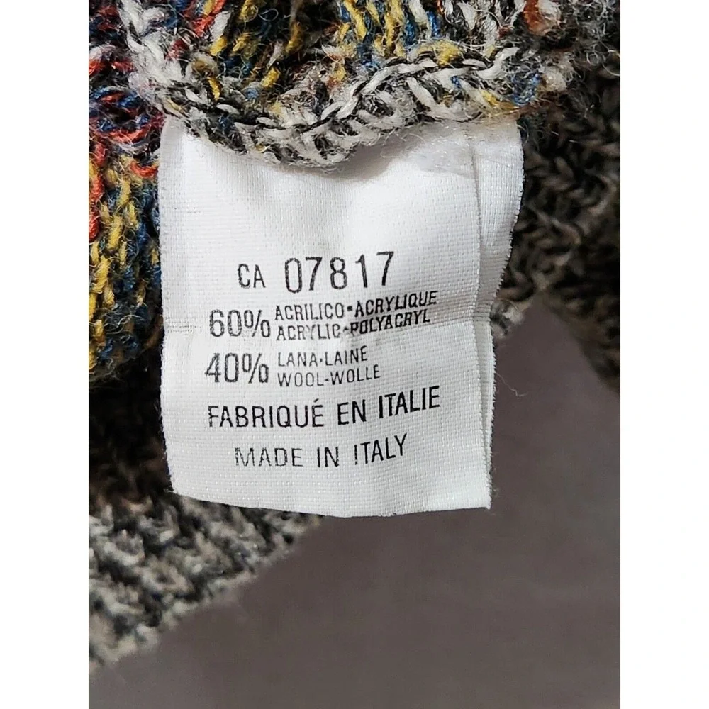 Progetto Mens Long Sleeve Sweater Pullover Made In Italy Size L Acrylic Wool