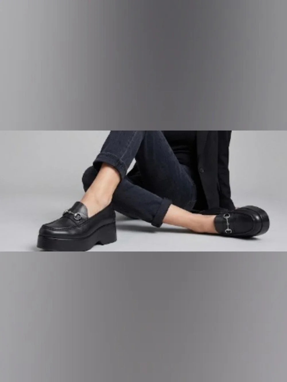 Kork Ease Chunky Platform Loafers Preppy Black Leather Academia Horsebit 9 New