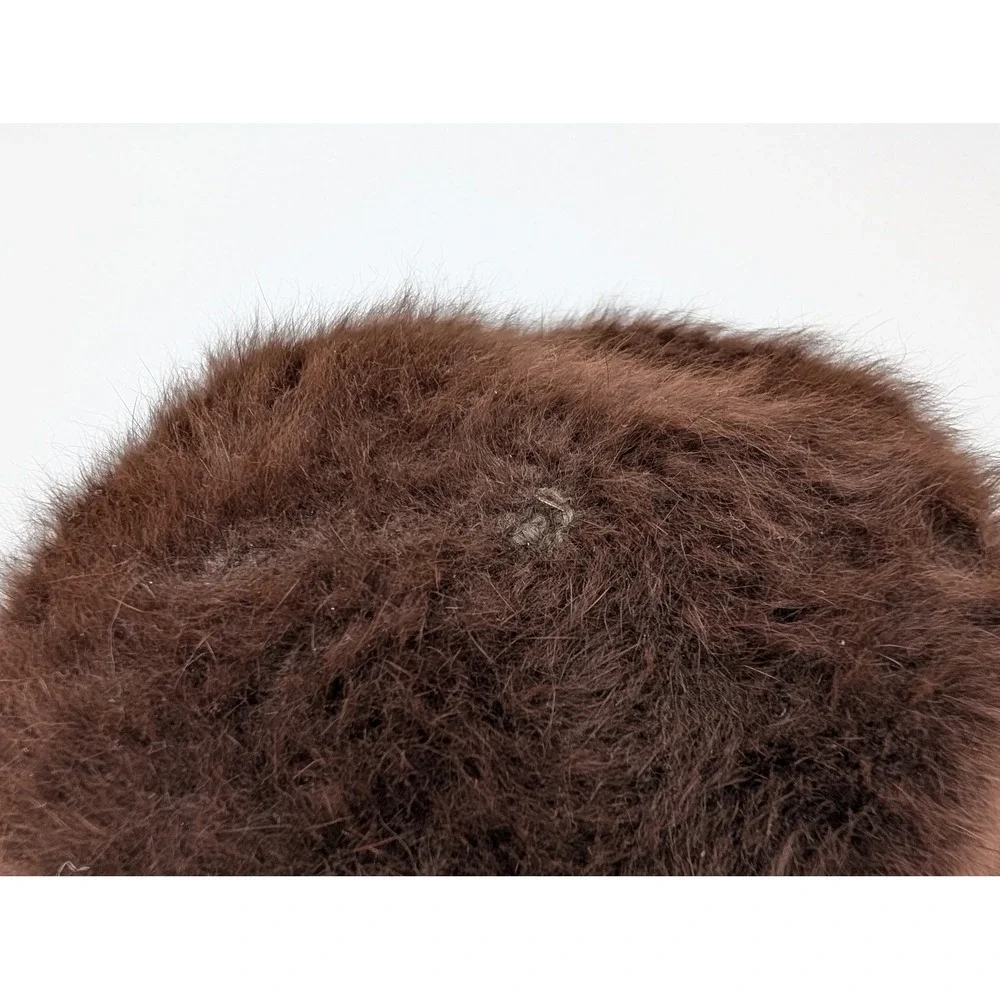 Vintage Kangol Design Brown Fuzzy Faux Fur Cloche Hat Made in England Grosgrain