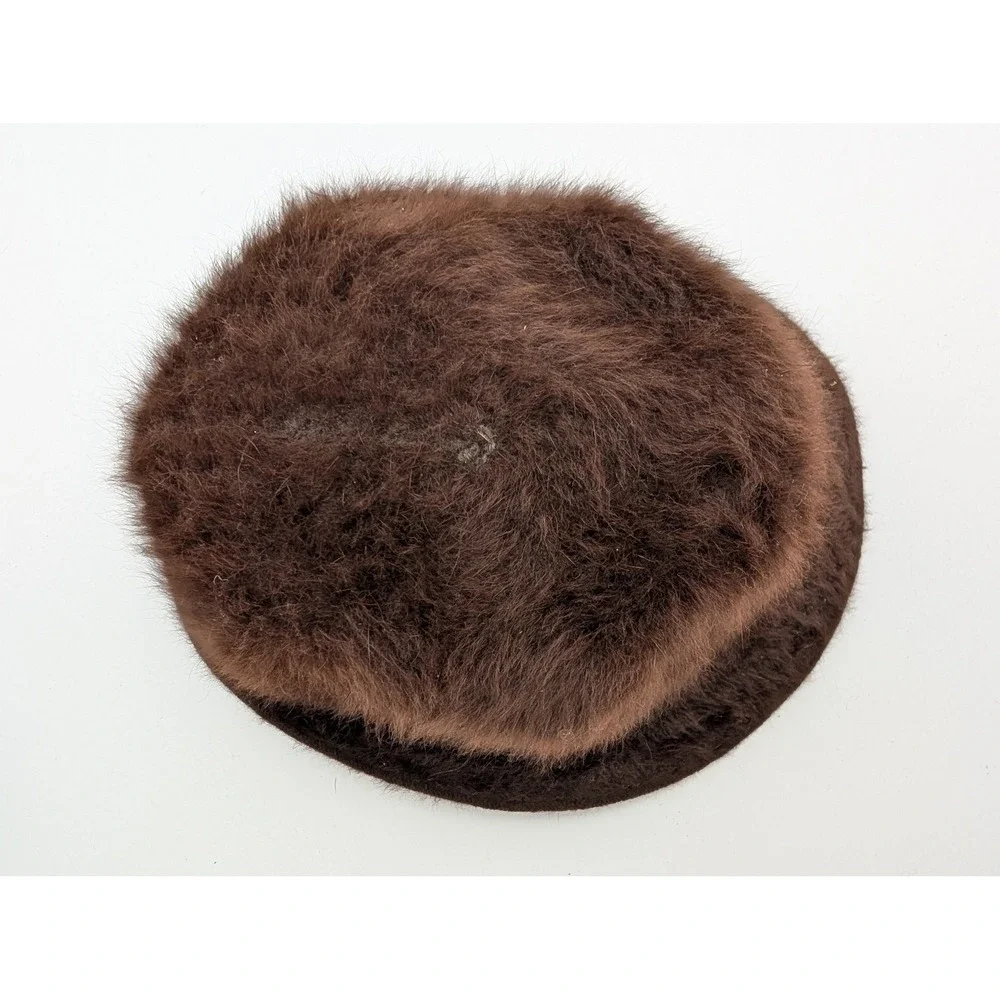 Vintage Kangol Design Brown Fuzzy Faux Fur Cloche Hat Made in England Grosgrain