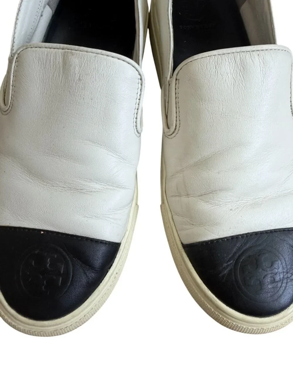 TORY BURCH Black White Leather Colorblock Sneakers Size 6