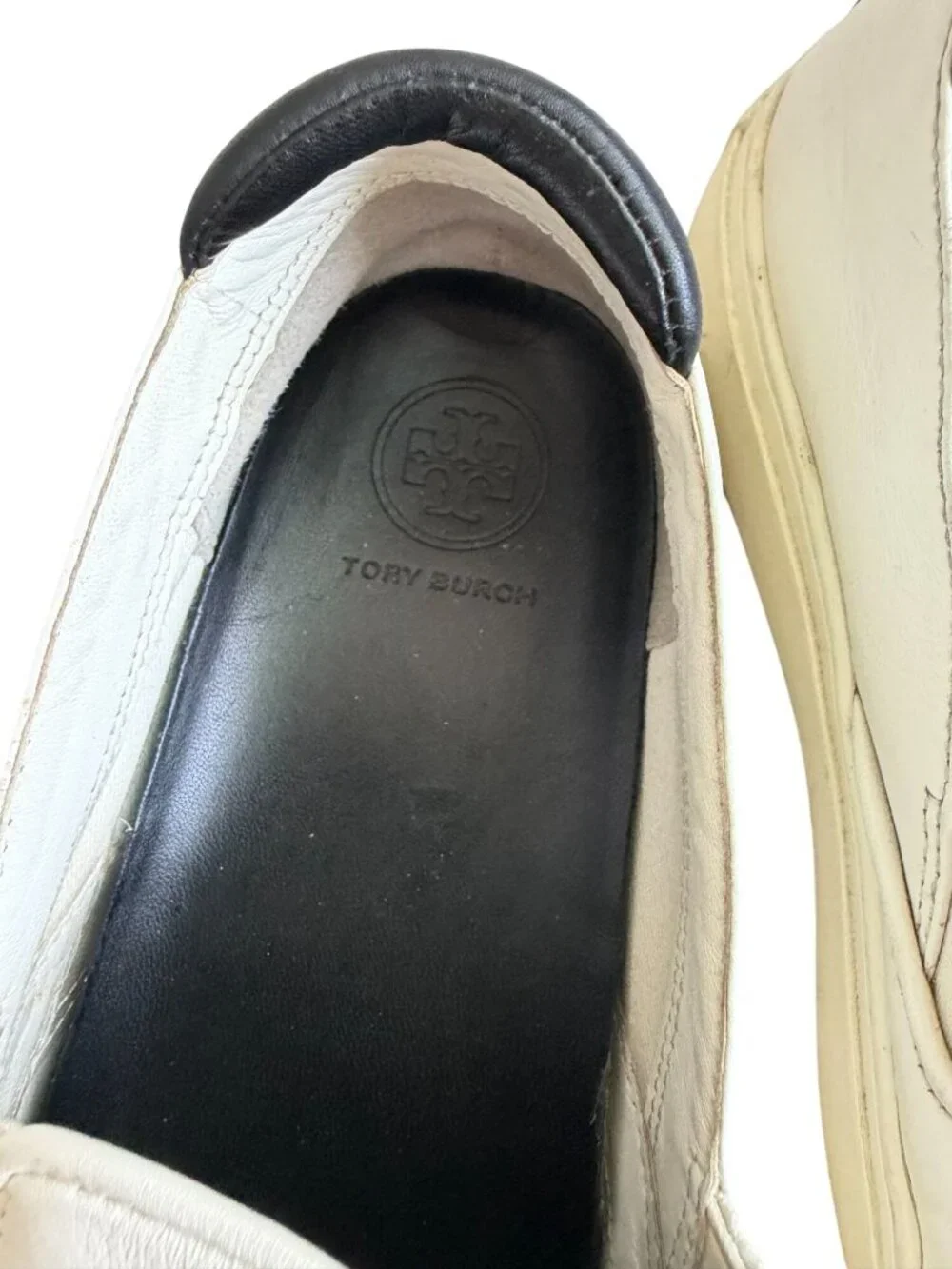 TORY BURCH Black White Leather Colorblock Sneakers Size 6