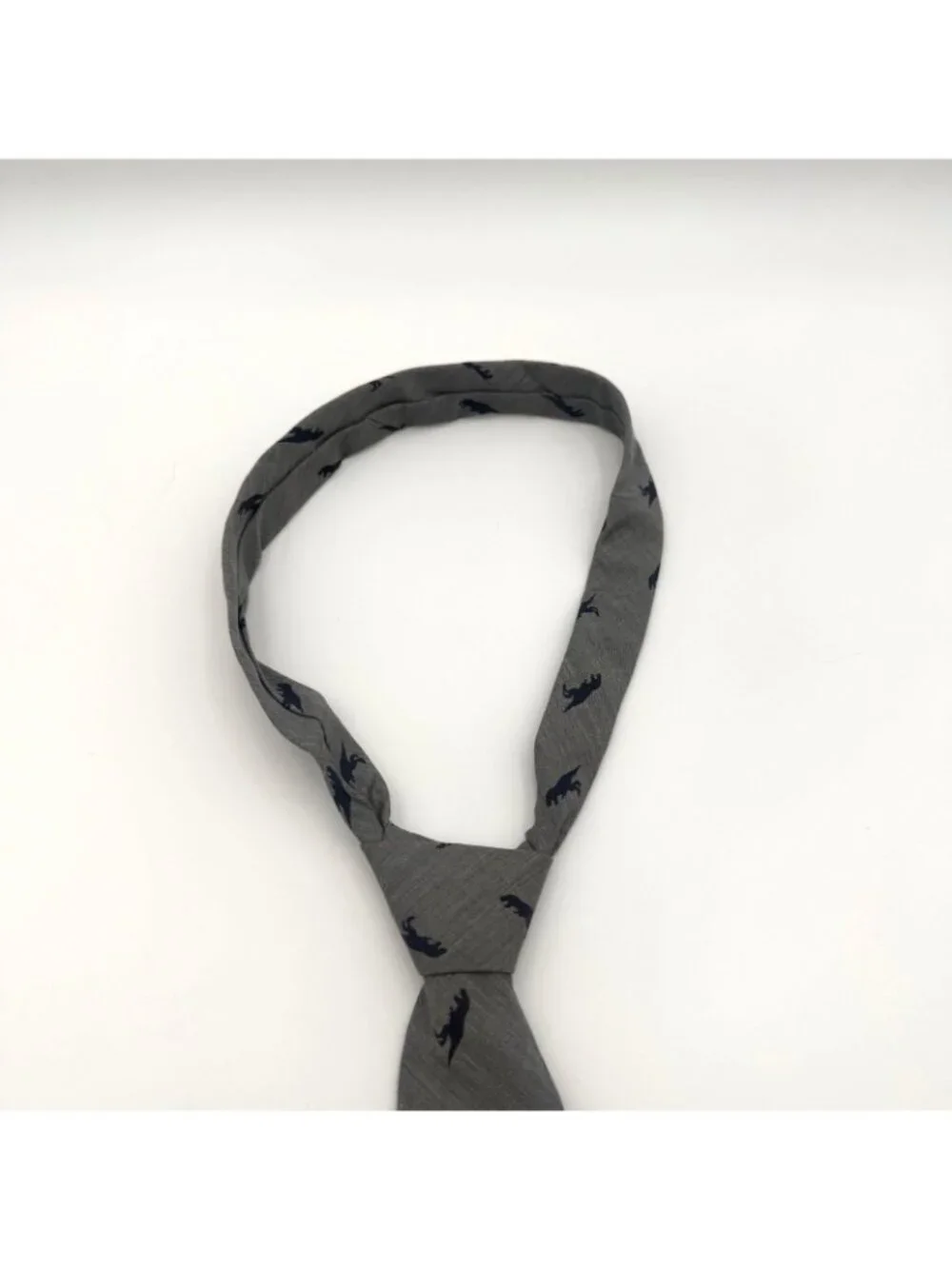 Old Navy Boys Dinosaur Print Gray Neck Tie XL 14-16 Polyester Kids Tie