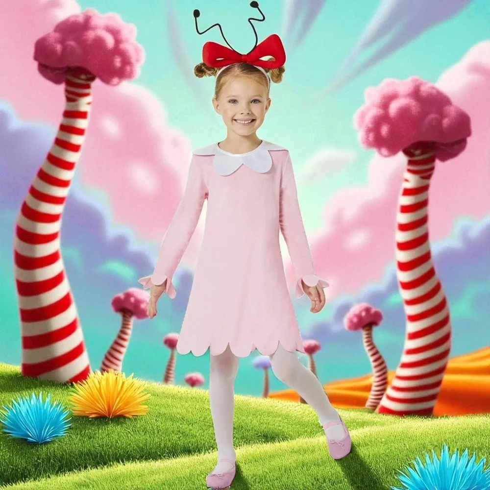 Dr. Seuss Grinch Cindy-Lou Who‎ Toddler Costume Dress & Headband Size 2T