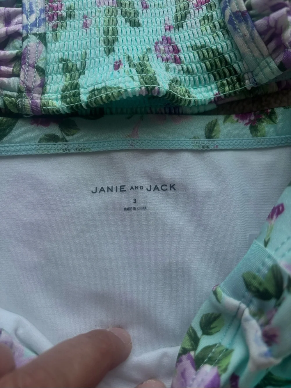 Janie and Jack Floral Smocked 2-Piece Swimsuit - 3T