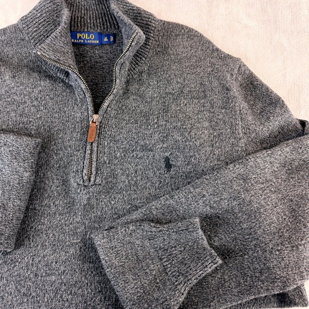 Polo Ralph Lauren Qtr Zip Pullover Mens L Tall Dark Gray