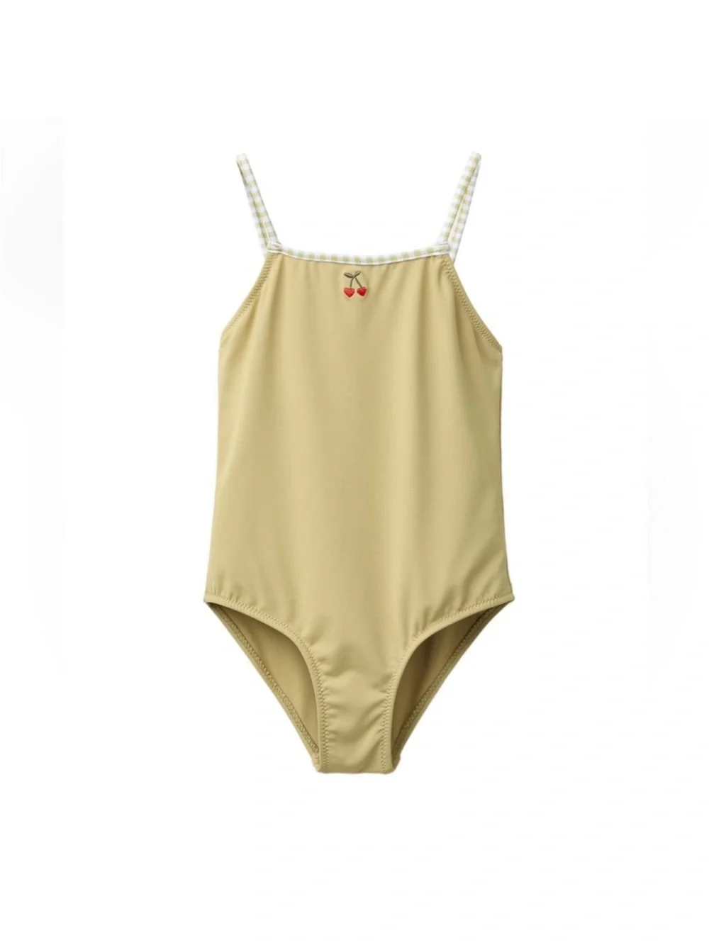 Zara Cream One-Piece Swimsuit with Cherry Detail