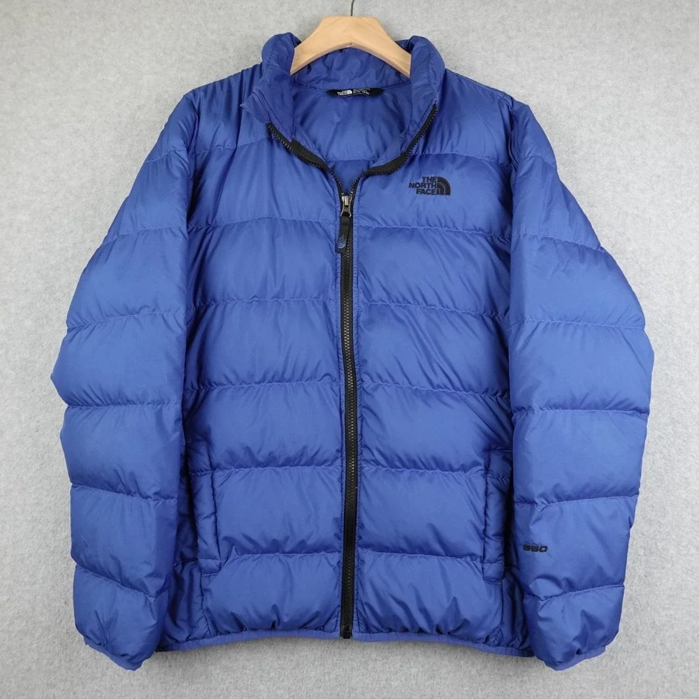 The North Face Puffer Jacket Boys XL Blue 550 Down Full Zip Outdoor Hike