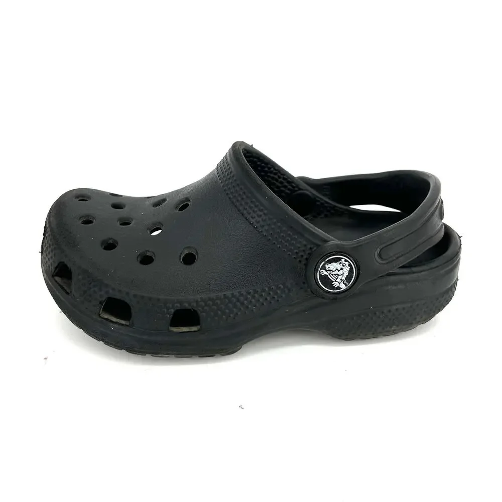 Crocs kids black rubber slip on‎ slingback clogs (9)