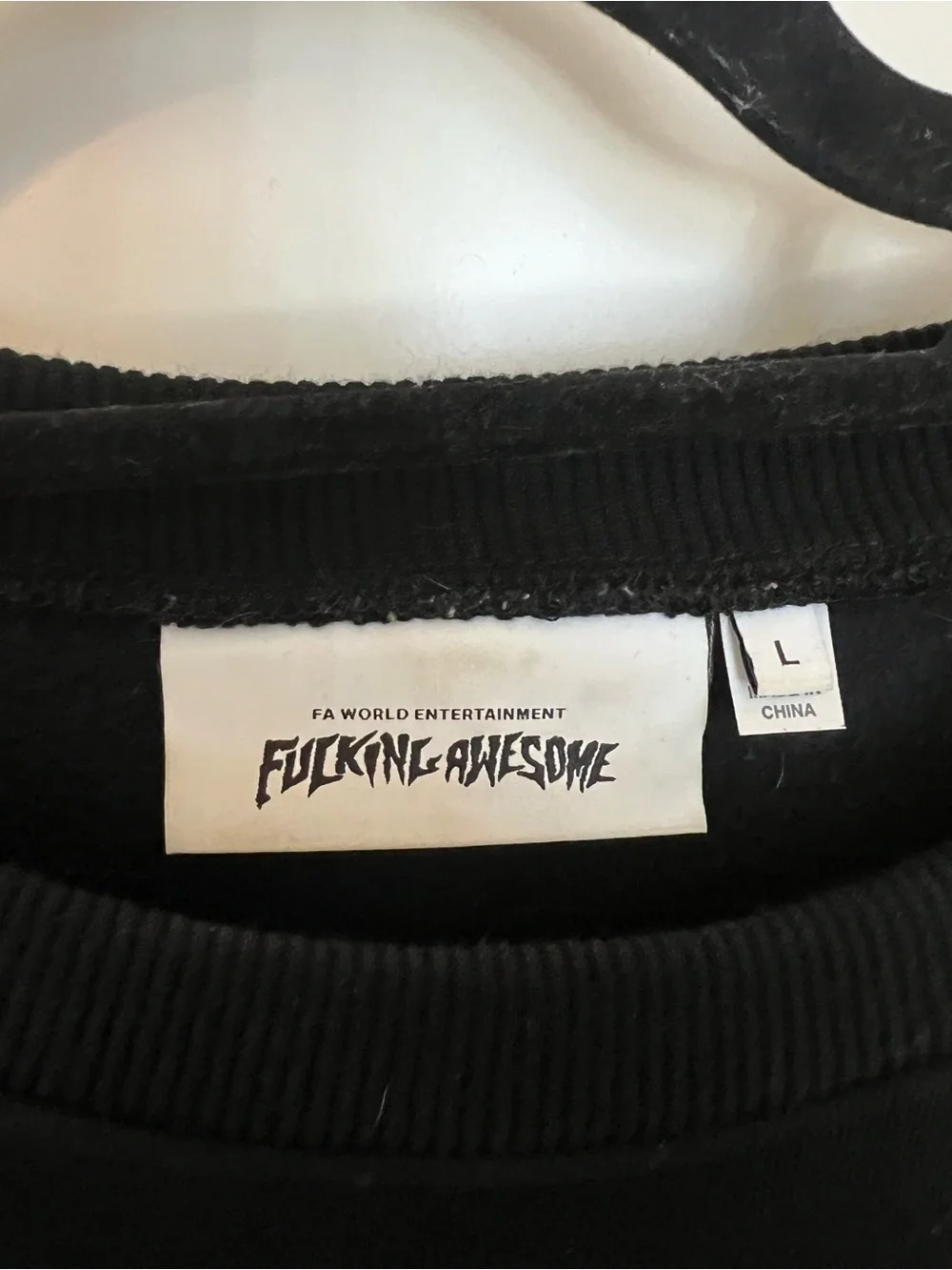 FA Black Crewneck Sweatshirt with White Logo Tag