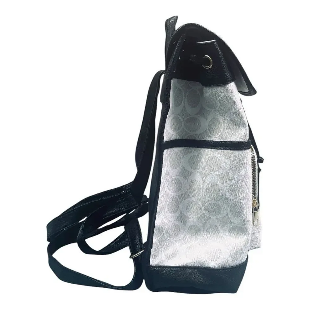 Designer White Gray Track Colorblock Backpack