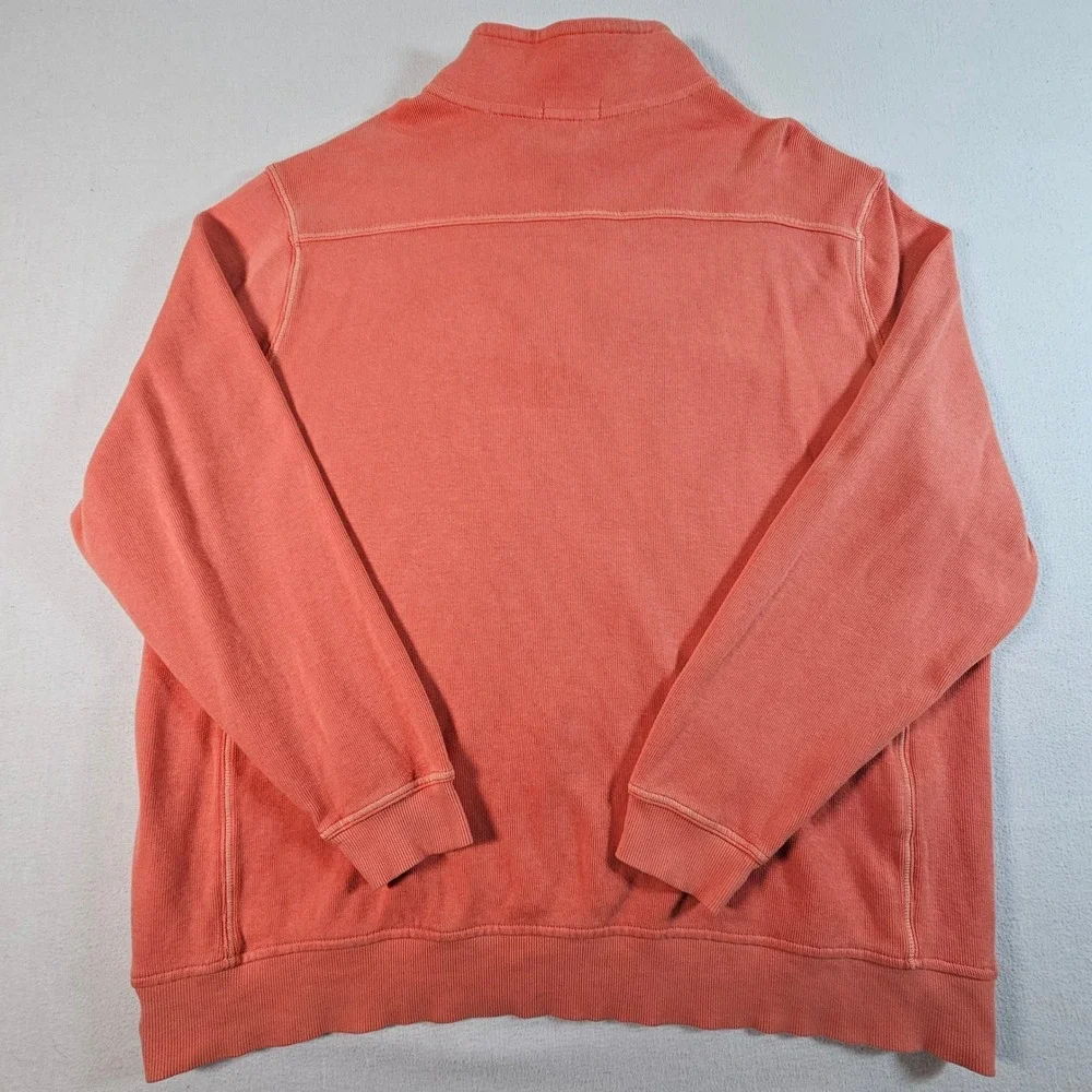 Tommy Bahama Pullover Mens 3XL Coral Orange Quarter Zip Ribbed Cotton TB21966