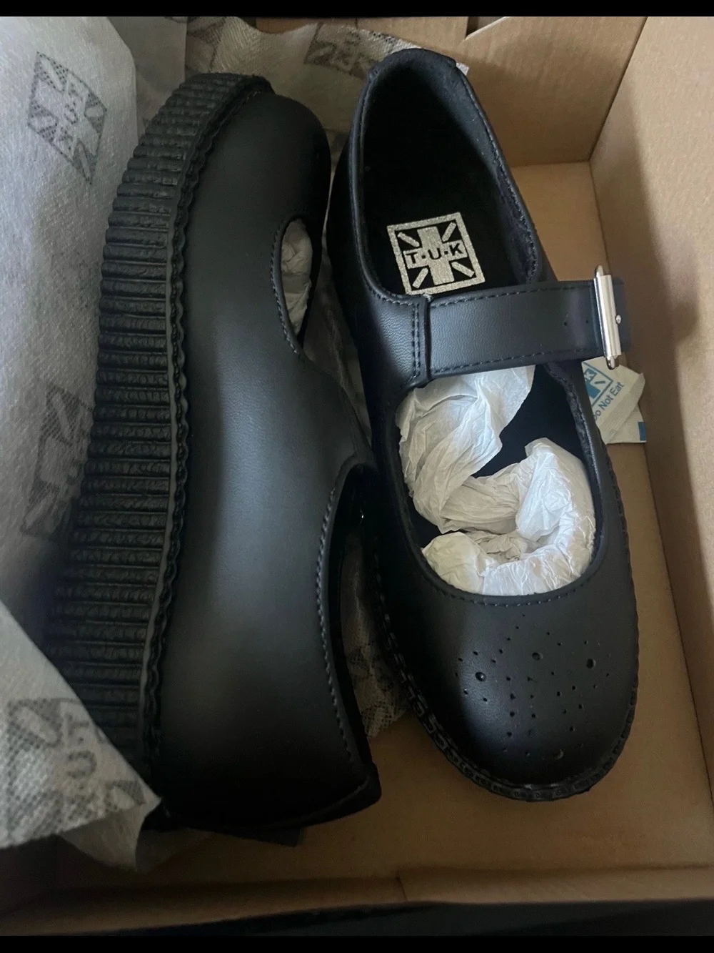 TUK Black Vegan Mary Jane Platform Shoes with Buckle
