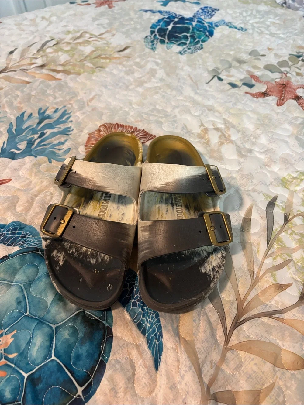 Birkenstock Kids Metallic Bronze Double-Strap Sandals