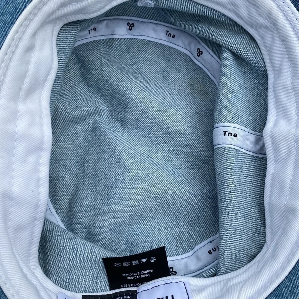 Aritzia Tna denim bucket hat one size light wash y2k streetwear hipster boho
