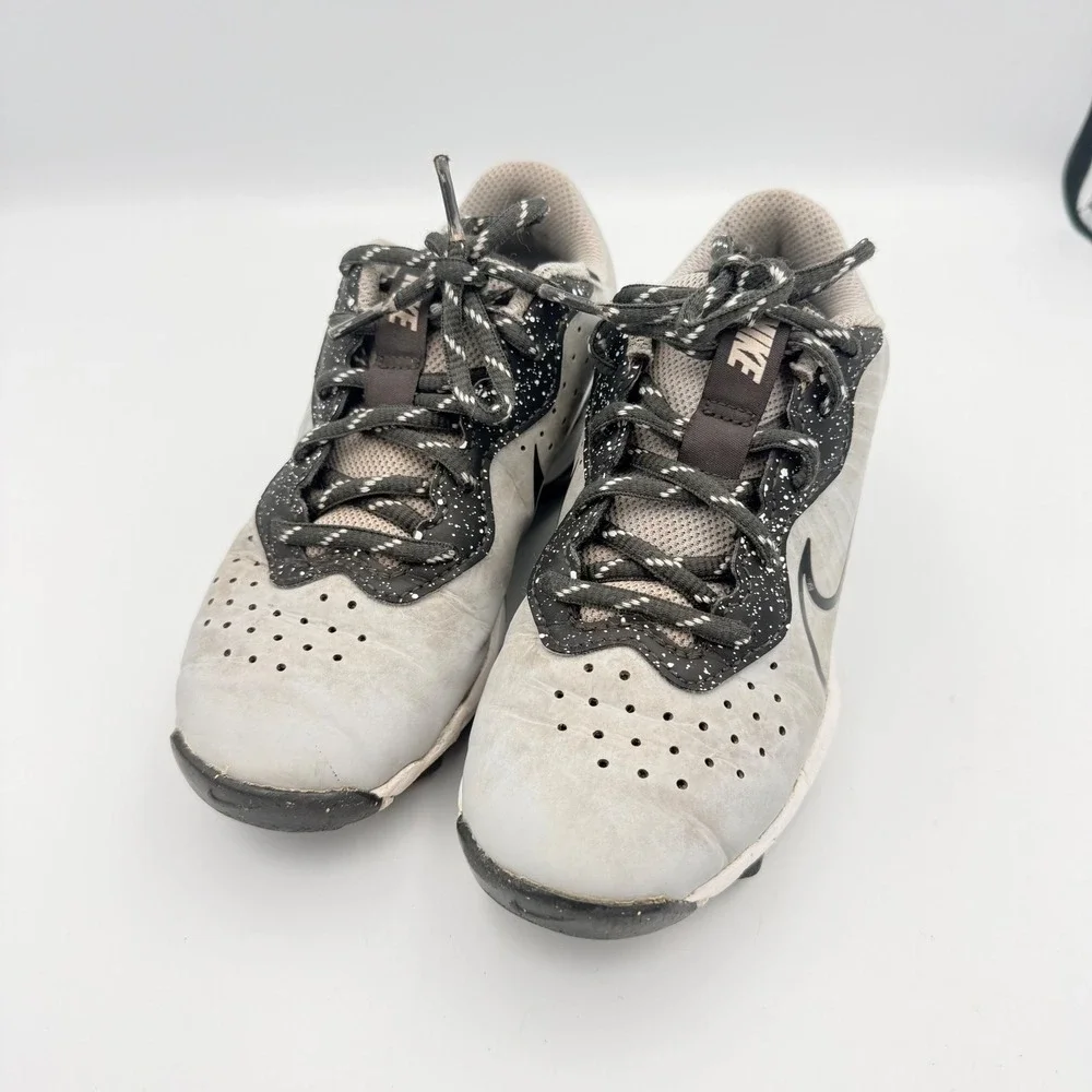 Nike Alpha Huarache 4 Keystone Kid Baseball Cleats Grey BLK DJ6525-005 Size 1.5Y