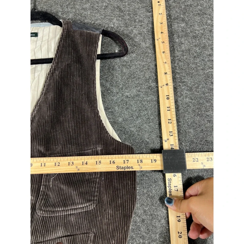 J.Crew Corduroy Waistcoat Vest Mens Medium Brown Cotton Lined Striped Utility